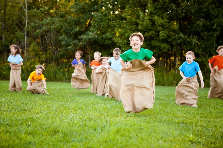 Children having Potato Sack Race